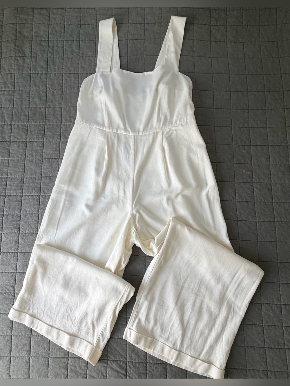 Eloquii Women’s Ivory Linen Blend Sleeveless Wide Leg jumpsuit NWT Size 16